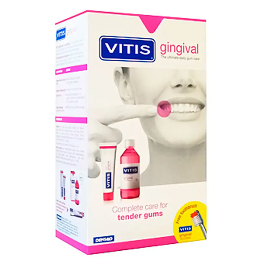 Vitis Gingival вода за уста + паста за зъби + четка за зъби
