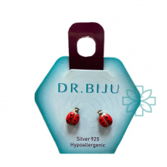 Dr. Biju Хипоалергенни обеци LADYBUG 8.0 mm SILVER DLB80S