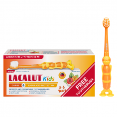 Lacalut Kids Детска паста за зъби 2-6 год. 55 ml + Четка за зъби 2-6 год.