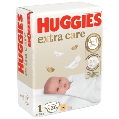 Huggies Екстра Кеър пелени 1 (2-5 kg) х25 броя