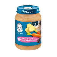 Nestle Gerber Пюре от свинско със зеленчуци и сливи 7м+ 190 g