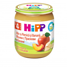 Hipp 4283 Био Пюре от ябълки с банани и праскови 125 гр.