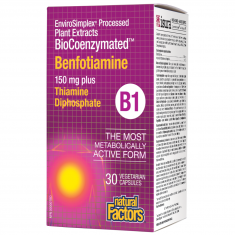 Natural Factors BioCoenzymated Бенфотиамин В1 150 mg + витамин В1 100 mg х30 капсули