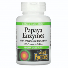 Natural Factors Папая ензими с Амилаза и Бромелаин х120 дъвчащи таблетки