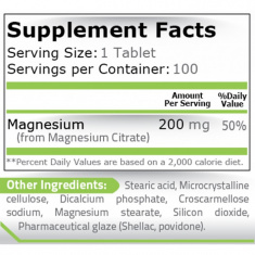 Pure Nutrition - Magnesium Citrate - 200 Мг - 100 Таблетки