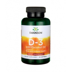 Vitamin D3 with Coconut Oil - High Potency 50mcg. / 60 Soft