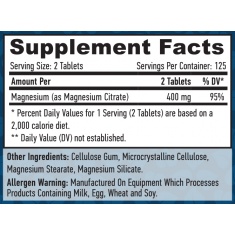 Magnesium Citrate 200mg / 250 Tabs.