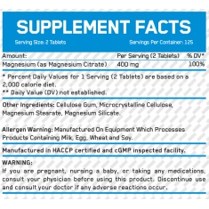 Magnesium Citrate 200mg / 250 Tabs.