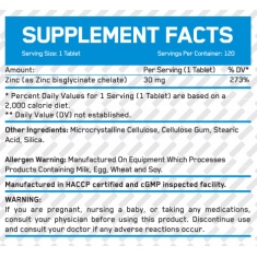 Zinc Bisglycinate 30mg / 120 Tabs