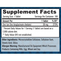Zinc Bisglycinate 30mg / 100 Tabs
