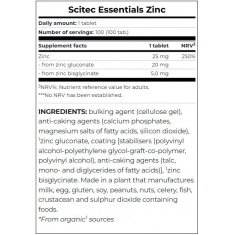Zinc 25 mg. / 100 Tabs.