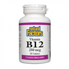 Natural Factors Витамин B12 Цианокобалмин 250 µg х90 таблетки