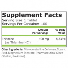 Pure Nutrition - Vitamin B-1 (Thiamine) - 100 Mg - 100 Таблетки