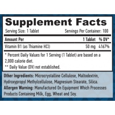 Vitamin B-1 /Thiamine/ 50mg. / 100 tabs.