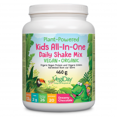 Natural Factors Kids All-In-One Daily Shake Mix Веган протеин за Деца, с вкус на шоколад 460 g