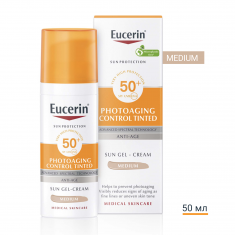 Eucerin Photoaging Control SPF50+ Оцветен слънцезащитен гел-крем за лице - Тъмен 50 ml
