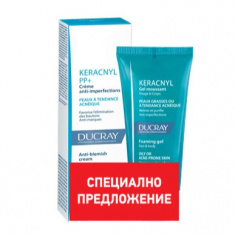 Ducray Keracnyl Измиващ гел за лице и тяло 40 ml + Keracnyl PP+ Крем против зачервявания 30 ml