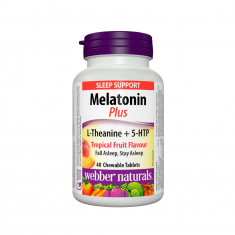 Webber Naturals Мелатонин Плюс Л-Теанин и 5-HTP x40 дъвчащи таблетки