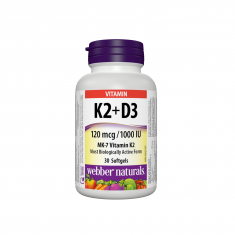 Webber Naturals Витамин К2 120 µg + D3 1000 IU х 30 софтгел капсули