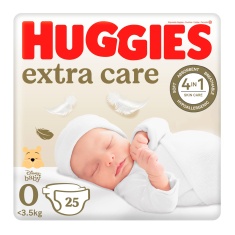 Huggies Екстра Кеър пелени 0+ (до 3.5 kg) х25 броя