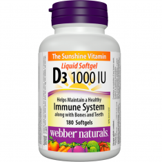 Webber Naturals Витамин D3 1000 IU x180 софтгел капсули