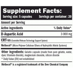 D-AA /D-Aspartic Acid/ 100 Caps.