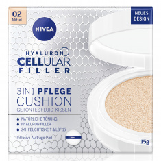 Nivea Cellular Filler Hyaluron 3in1 Cushion SPF15 Фон дьо тен 3в1 15 g - Среден тон 02