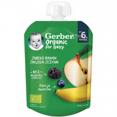 Nestle Gerber Organic Пюре от ябълка, банан, боровинка и къпина 80 g