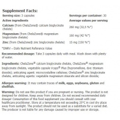 ChelaZone® MultiChel® Ca+Mg+Zn Bisglycinate Chelate / 90 Vcaps