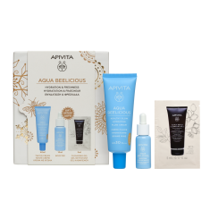 Apivita Aqua Beelicious Дневен богат крем 40 ml + Хидратиращ бустер 15 ml + Черен детоксикиращ измивен гел 5 ml