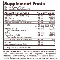 Pure Nutrition - Vitamin B-100 Complex Sustained Release - 50 Tablets