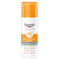 Eucerin Oil Control SPF50+ Оцветен слънцезащитен гел-крем за лице - Светъл 50 ml