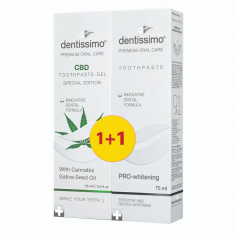Dentissimo CBD Гел-паста за зъби 75 ml + Dentissimo Паста за зъби Pro-Whitening 75 ml