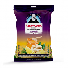 Кармолис бонбони от алпийски билки с джинджифил и меден пълнеж 72 г