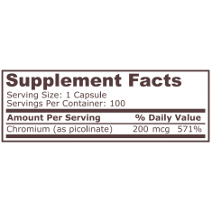 Pure Nutrition - Chromium Picolinate 200 Мкг - 100 Капсули 