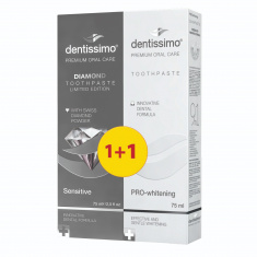 Dentissimo Паста за зъби Diamond 75 ml + Dentissimo Паста за зъби Pro-Whitening 75 ml