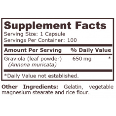 Pure Nutrition - Graviola 650 Mg - 100 Capsules