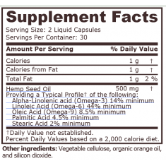 Pure Nutrition - Hemp Seed Oil 500 Mg - 60 Capsules