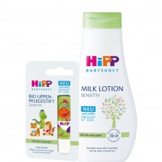 Hipp BabySanft Тоалетно мляко 350 ml + Babysanft БИО балсам за устни