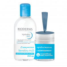 Bioderma Комплект Hydrabio H2O Почистваща мицеларна вода за дехидратирана кожа 250 мл + Почистващи тампони