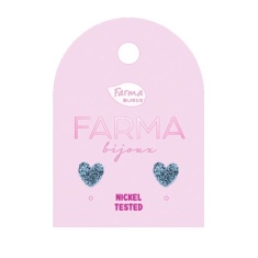 FARMA BIJOUX Обици сини блестящи сърца 8 mm L13