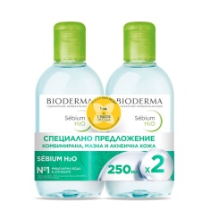 Bioderma ПРОМО Sebium H2O Почистваща Мицеларна Вода за Мазна кожа 2 броя х250 ml