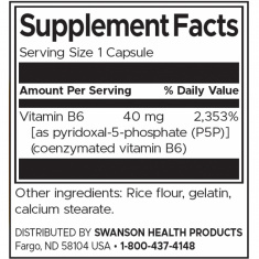 Swanson Р-5-Р (пиридоксал-5-фосфат) Коензимиран Витамин В-6 x60 капсули