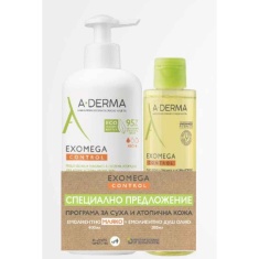 A-Derma Exomega Control Емолиентно мляко 400 ml + Емолиентно душ-олио 200 ml