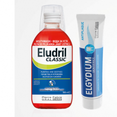 Eludril Антибактериална вода за уста + Антиплакова паста за зъби