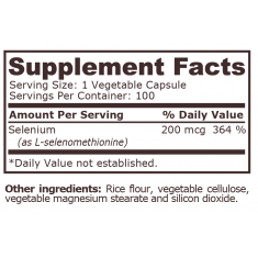 Pure Nutrition - Selenium 200 Mcg - 100 Vegetable Capsules