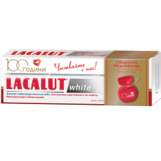 Lacalut White Избелваща паста за зъби 75 ml + Конец за зъби
