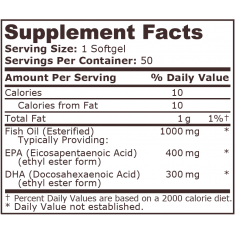 Pure Nutrition - Super Omega 3 Fish Oil 1000 Mg - 400 Epa / 300 Dha - 50 Softgels