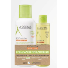 A-Derma Exomega Control Емолиентен крем 400 ml + Емолиентно душ-олио 200 ml