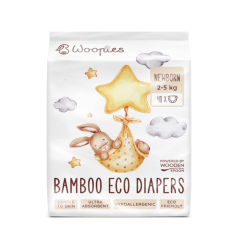 Wooden Spoon Woopies Биоразградими бебешки еко Пелени Новородени (2-5kg) x40 броя